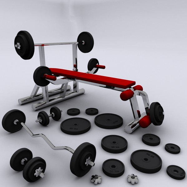 3d realistic exercise machine bench press - Workout Bench by Working Lens Productions
